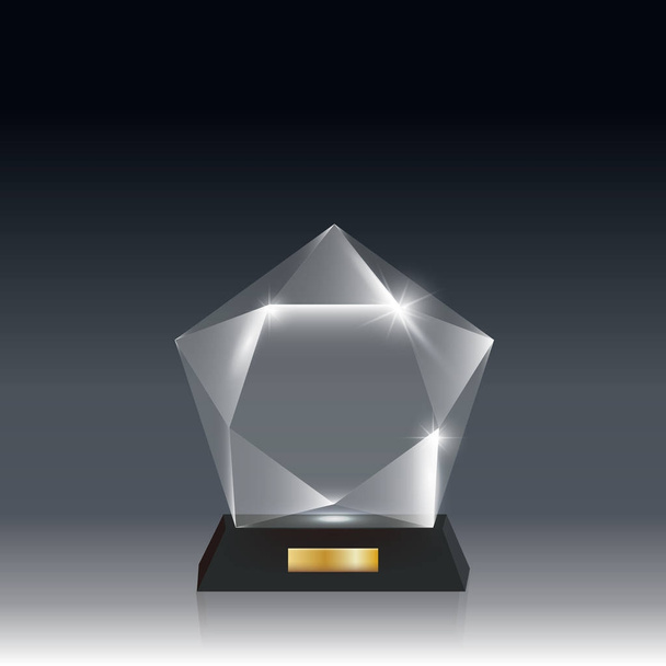Realistische lege Vector acryl glazen trofee-Award donker grijs bg_1 - Vector, afbeelding