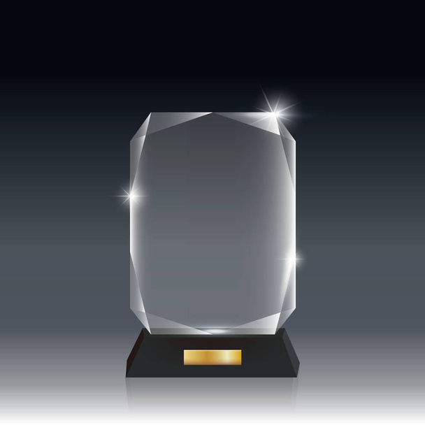 Prêmio de troféu de vidro acrílico vetorial em branco realista cinza escuro bg _ 2
 - Vetor, Imagem
