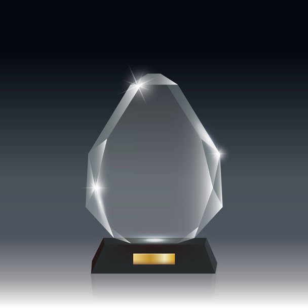 Realistische lege Vector acryl glazen trofee-Award donker grijs bg_4 - Vector, afbeelding