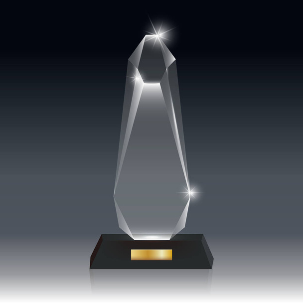 Realistische lege Vector acryl glazen trofee-Award donker grijs bg_4 - Vector, afbeelding