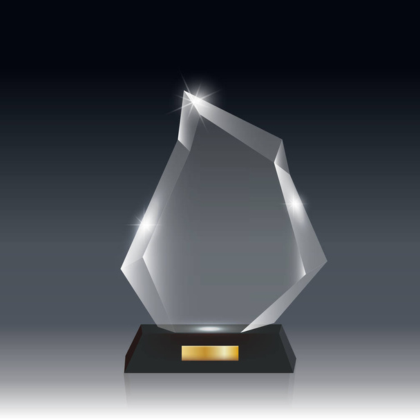 Realistische lege Vector acryl glazen trofee-Award donker grijs bg_6 - Vector, afbeelding