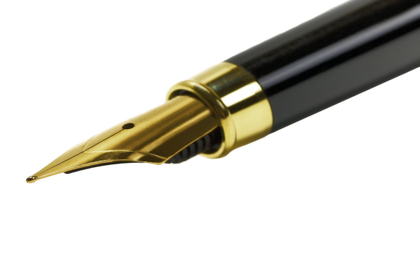 caneta-tinteiro de ouro isolado no fundo branco
 - Foto, Imagem