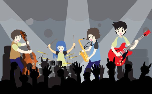Musiker Band auf der Bühne, Jazz, Pop, Rock, Blues, Metal - Vektor, Bild