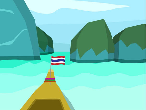 Phi phi island in flat style, vector landscape - Vector, Image