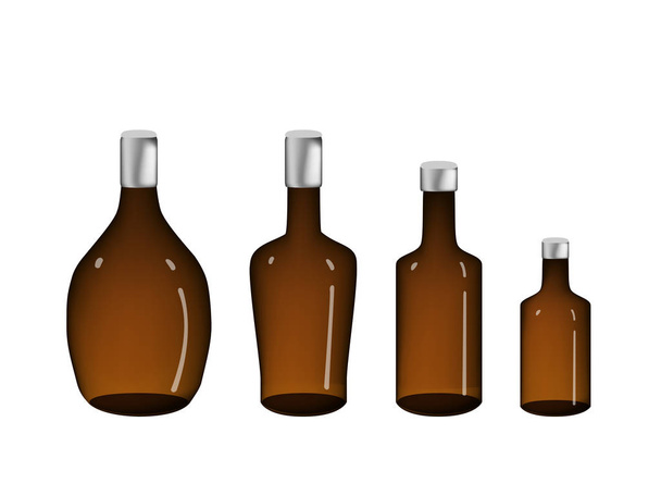 Frasco de álcool marrom isolado em branco, vetor
 - Vetor, Imagem