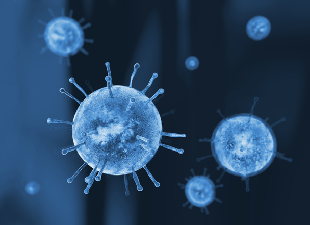 Virus, gripe, vista de un virus bajo un microscopio, enfermedad infecciosa
 - Foto, Imagen