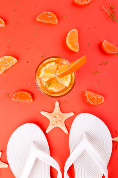 Summer vacation. Orange fruit cocktail - Photo, Image