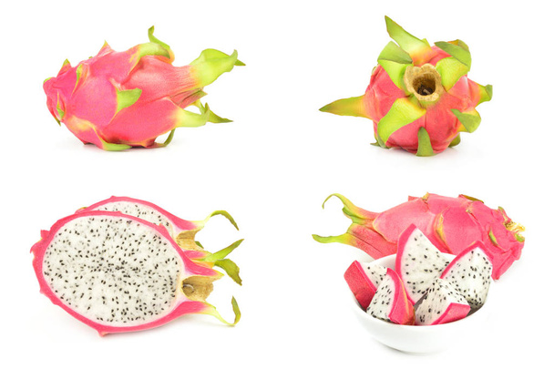 Collection of dragon fruit on a white background - Photo, image