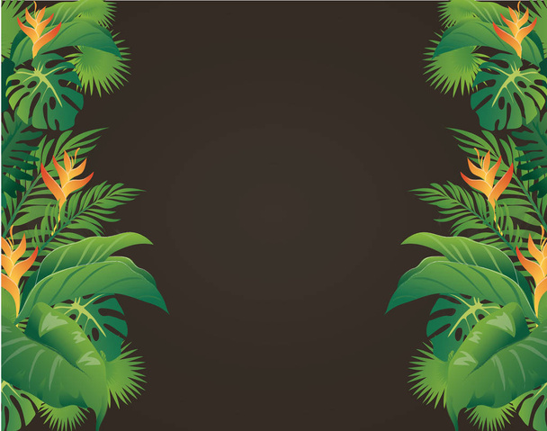 groene bladeren, modern design en een zwarte achtergrond vectorillustratie - Vector, afbeelding