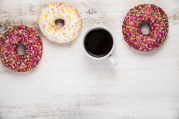 Donuts and a cup of coffee  - Foto, Imagem