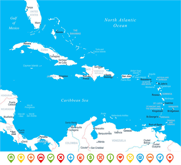 La mappa dei Caraibi - Illustrazione vettoriale
 - Vettoriali, immagini