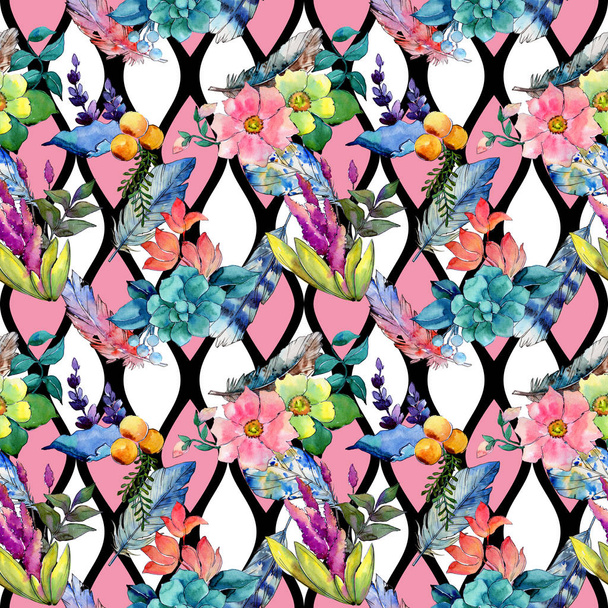 Tropical flower pattern in a watercolor style. - Valokuva, kuva