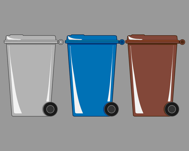 мусорные баки на сером фоне
 - Вектор,изображение