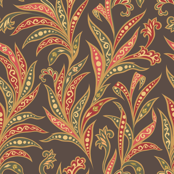 Beautiful floral pattern. Arabic ornament with fantastic flowers and leaves - Vecteur, image