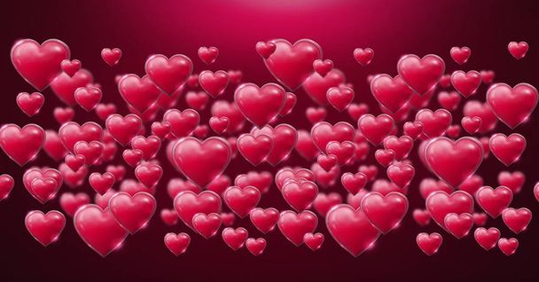 Цифровая композиция блестящих пузырьков сердца Валентина
 - Фото, изображение