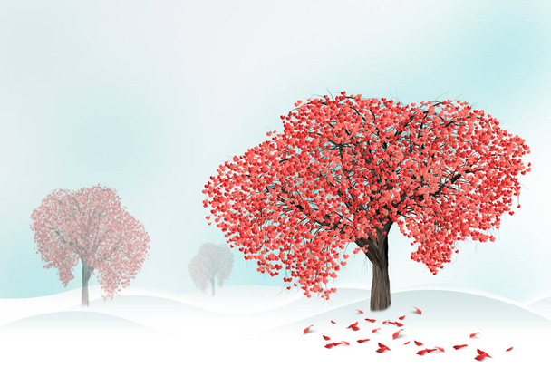 Дерево любви, полное сердечных листьев
 - Фото, изображение