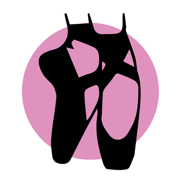 Puntas blancas zapatos de ballet femeninos de diseño plano
 - Vector, Imagen