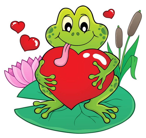 Valentine frog theme image 2 - Vektor, obrázek