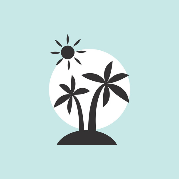 Illustration palm trees, sun, surf - Vector, Image