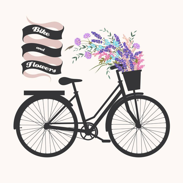 Bicycle with flowers - Vector, Image