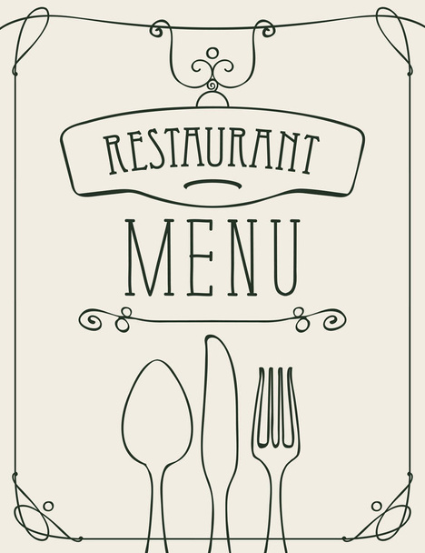 banner for a restaurant menu with cutlery - Vector, Image