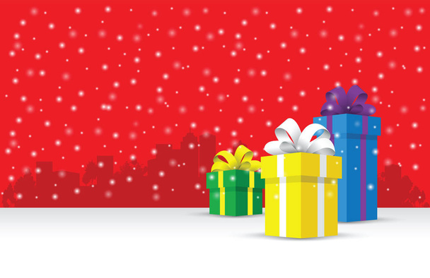 Presents on a snowy background - Vector, Image