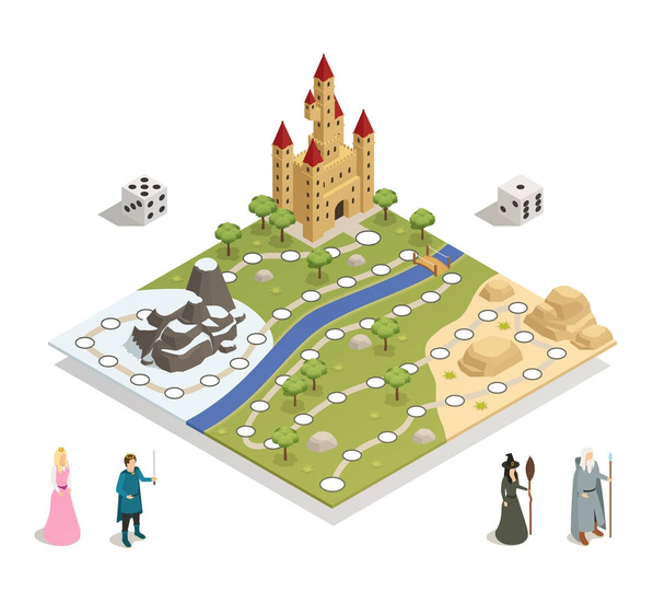 Fairy Tale Gameboard Isometric Composition  - Vector, Image