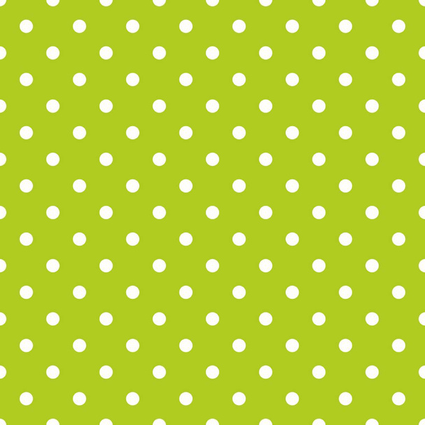 Fliesen-Vektormuster mit weißen Tupfen auf grünem Hintergrund - Vektor, Bild
