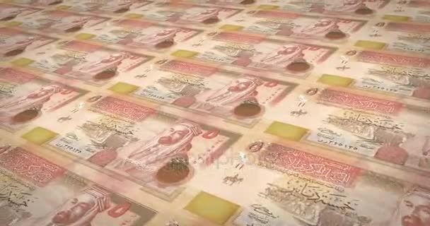 Biljetten van vijf Jordaanse dinar van Jordanië rollen, contant geld, lus - Video
