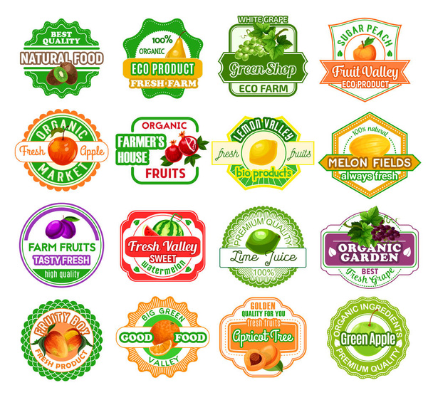 Векторные этикетки тропических экзотических икон фруктовых соков
 - Вектор,изображение