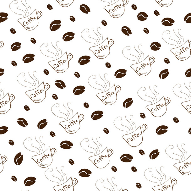 naadloze achtergrond met een patroon van koffiebonen - Vector, afbeelding