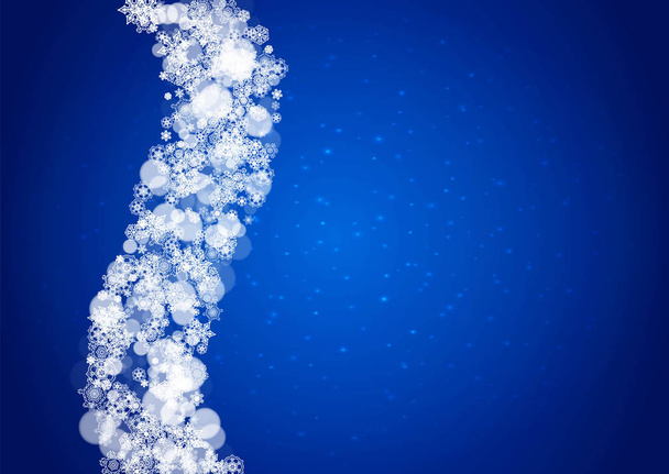青色の背景に落ちる雪 - ベクター画像