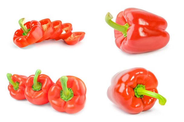 Koláž z červené papriky izolované na bílém - Fotografie, Obrázek