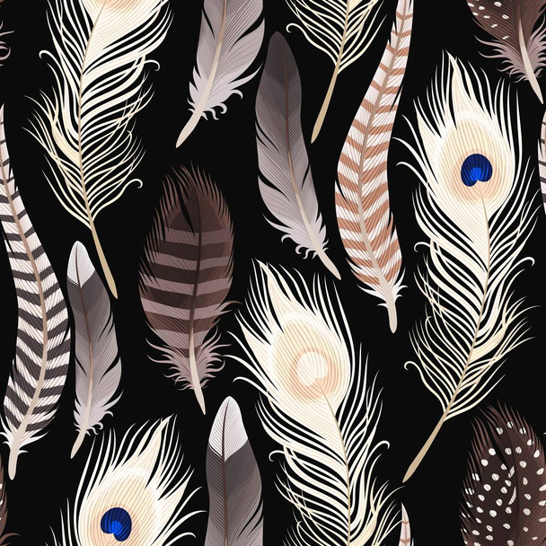 Decorative feathers seamless - Vektor, Bild