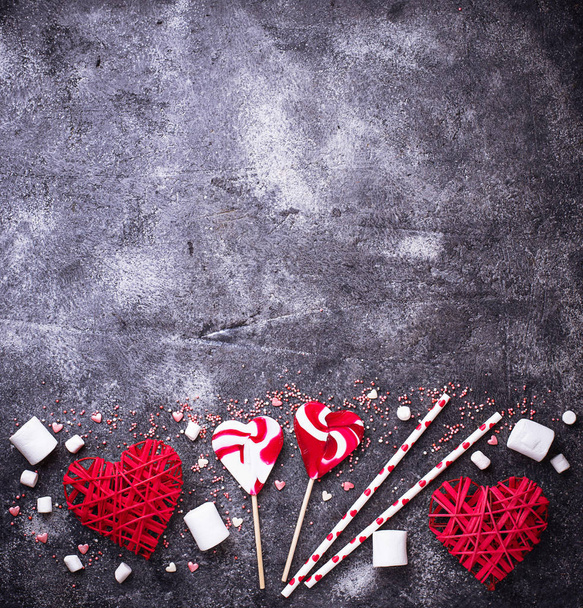 Valentines Day background with hearts and sweets - 写真・画像