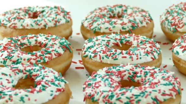 sweet homemade donuts with sugar sprinkles on top - Footage, Video