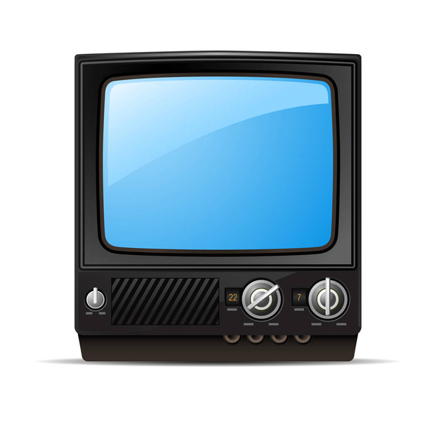 Retro televizní přístroj s prázdnou obrazovkou - vintage televize, pohled zepředu - Vektor, obrázek