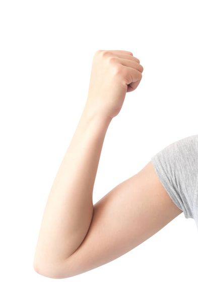 Vértes nő karját, fehér háttér, egészségügyi ellátás és orvosi fogalma - Fotó, kép