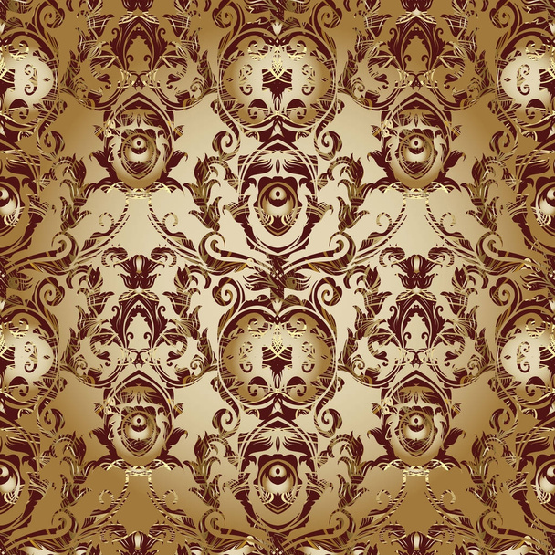 Vector floral barroco sin costura pattern.Antique fondo damasco
 - Vector, Imagen