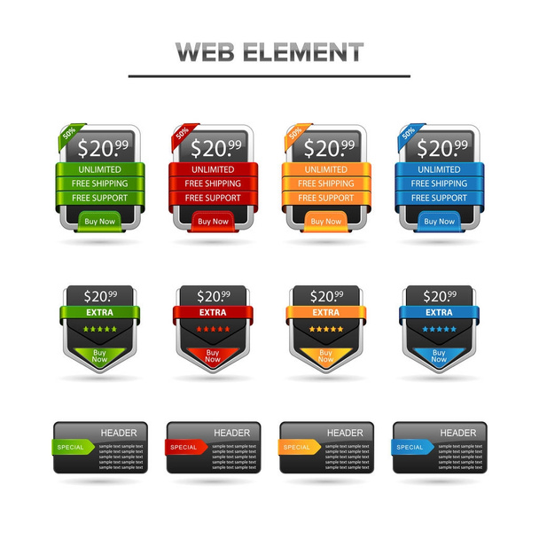 web element  e-comerce set - Vector, Image