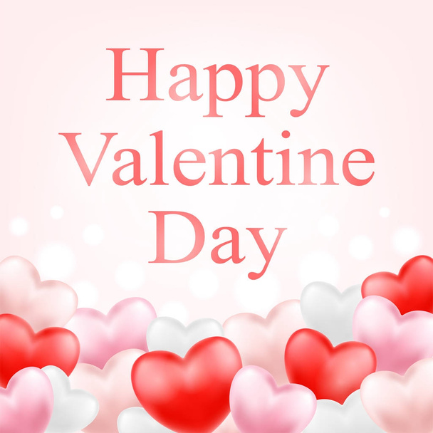 happy valentine day with pink red white heart - Vector, Imagen
