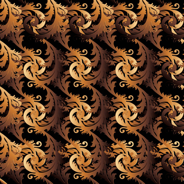 アンティーク ゴールド バロック ベクターのシームレスなパターン。ダマスク織の背景. - ベクター画像