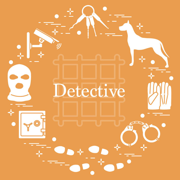 Criminal and detective elements. Crime, law and justice vector i - Vector, Image