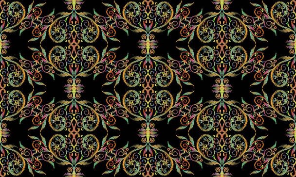 Tapestry colorful floral vector seamless pattern. Embroidery  - Vector, afbeelding
