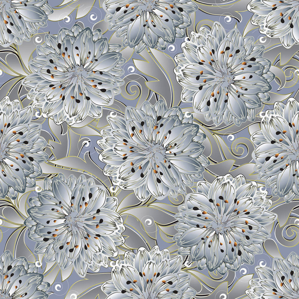 3d floral vector seamless pattern. Surface vector flowers - Vector, imagen