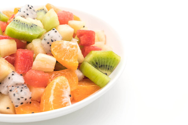 mezcla de frutas en rodajas (naranja, fruta del dragón, sandía, piña
,  - Foto, imagen