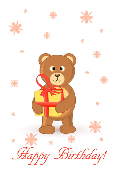bear teddy. greeting card happy birthday - Vektor, Bild