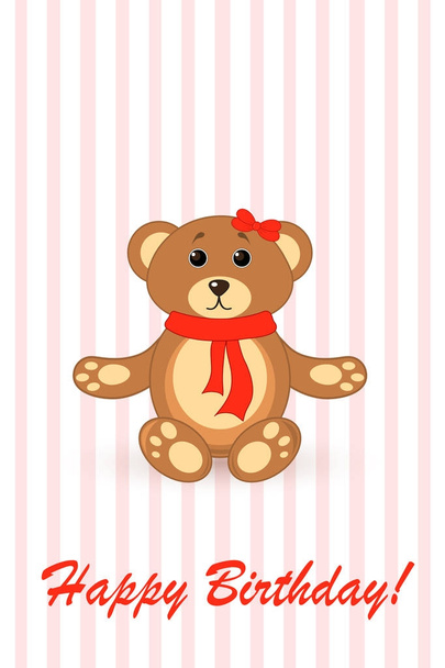 bear teddy. greeting card happy birthday - ベクター画像