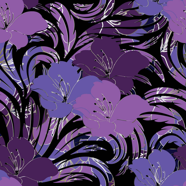 Florales nahtloses Muster. Vektor violette Blumen Hintergrund - Vektor, Bild