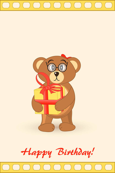 bear teddy. greeting card happy birthday - Vector, Image
